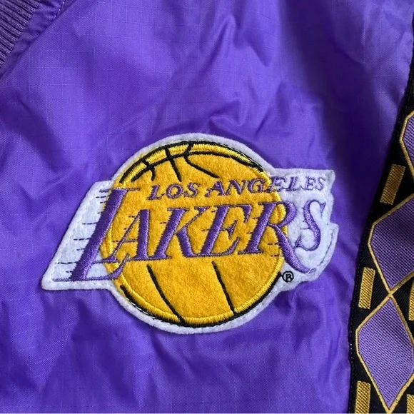 Vintage 90’s NBA Lakers Nylon Colorblock Streetwear Windbreaker Jacket‎ XL EUC